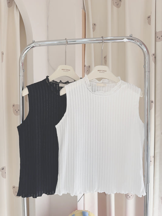 超涼爽❄️直紋花邊小背心