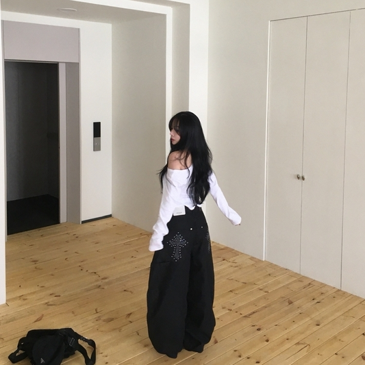 店主自留!十字架豹紋彎刀褲