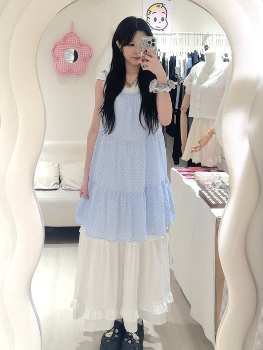 波點綁帶娃娃蛋糕背心裙