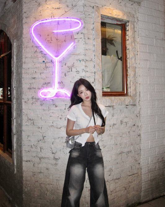 Jennie同款🐰木耳邊半開叉上衣