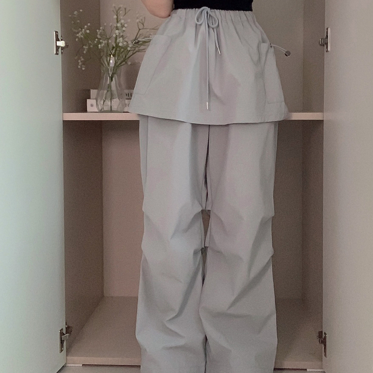 尼龍工裝層疊式裙褲