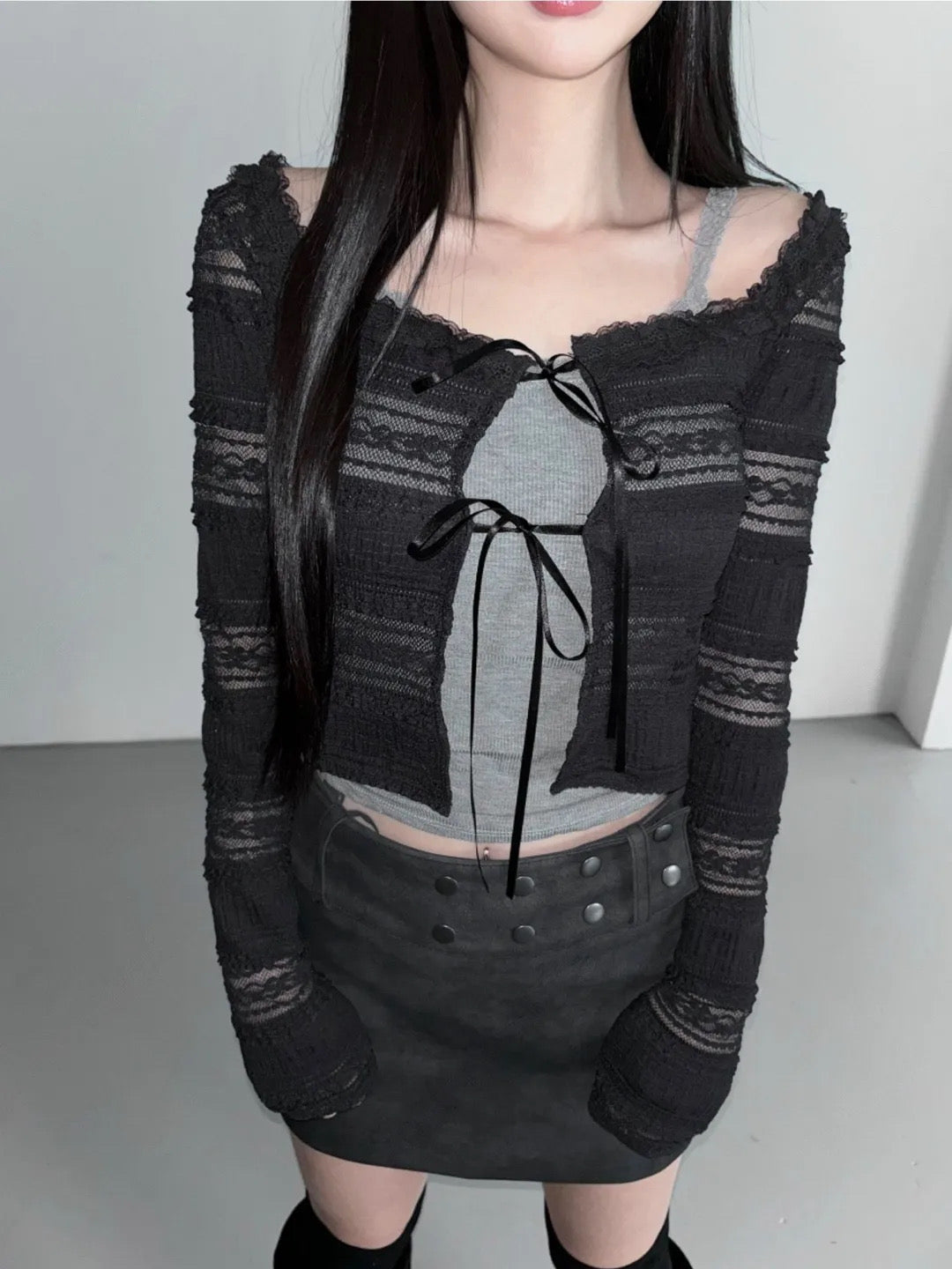 純慾styleꕤ!蕾絲綁帶外套