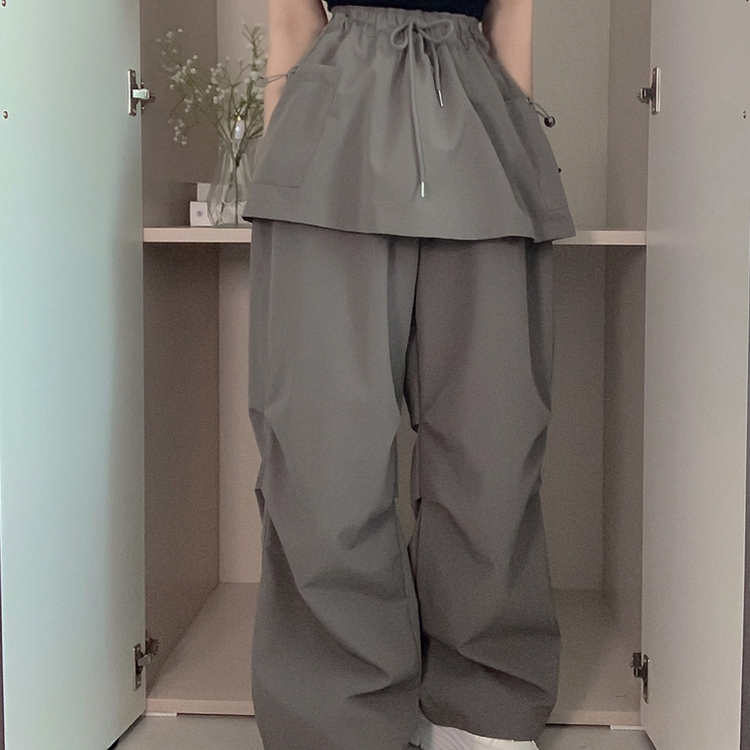 尼龍工裝層疊式裙褲