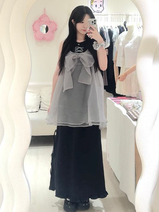 超可愛!大蝴蝶結紗紗背心