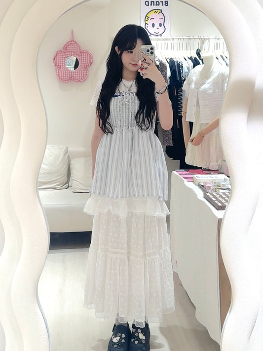 層次感間紋蝴蝶結背心