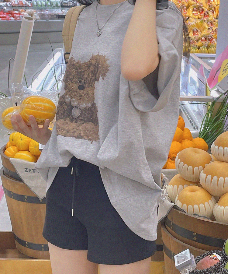 可愛珍珠鍊狗狗tee
