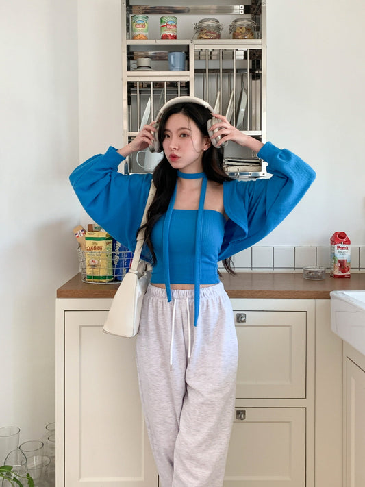 淨色背心外套+圍繩Set