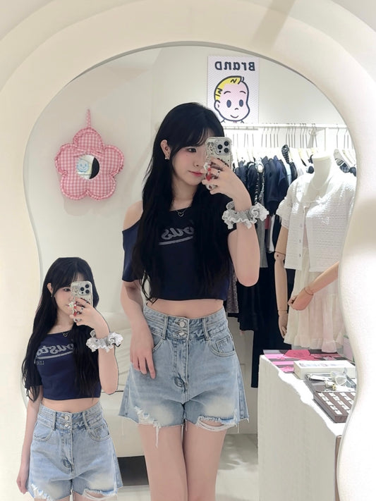 韓網熱賣🇰🇷美式字母斜肩tee