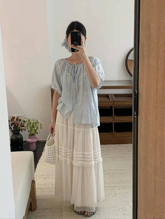 橡筋腰網紗半身裙