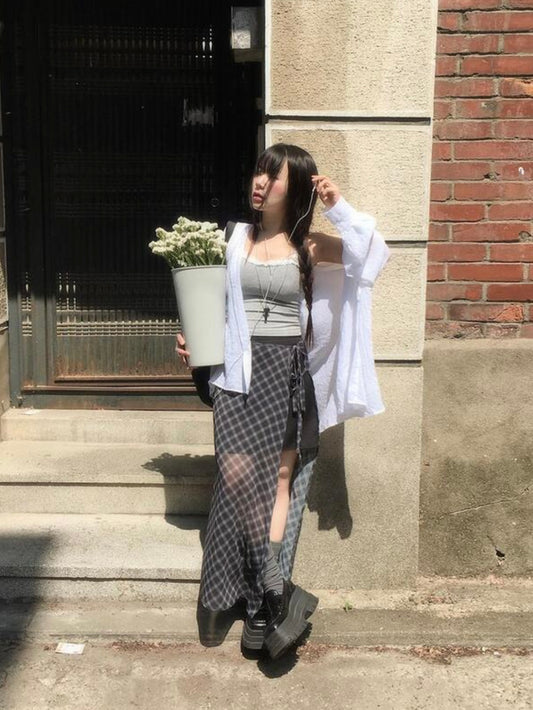 顯腳長!🌸菱格網紗長裙