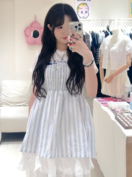 層次感間紋蝴蝶結背心