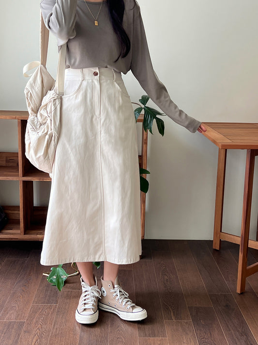 百搭款❤︎︎棉麻質A字半身長裙