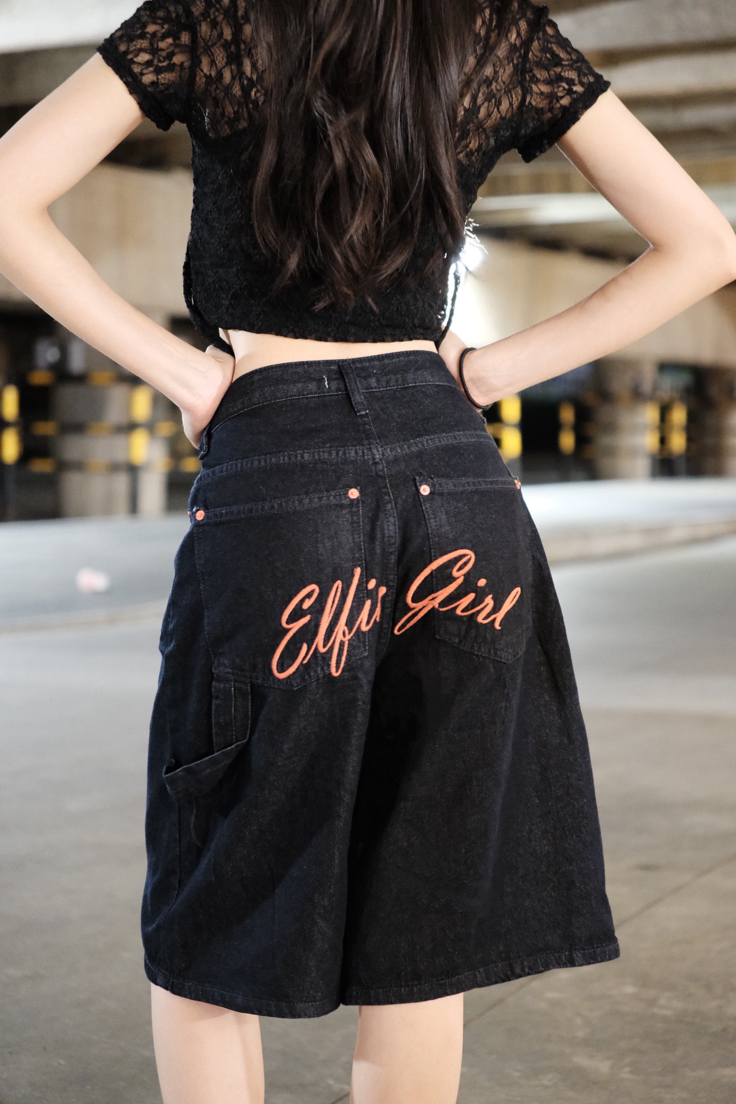 Elfin girls紅色刺繡牛仔褲
