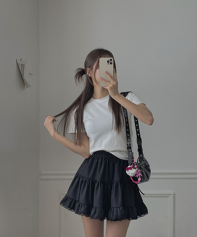 蕾絲荷葉邊迷你蛋糕裙