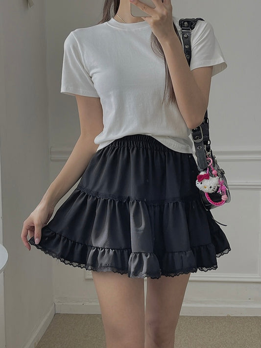 蕾絲荷葉邊迷你蛋糕裙