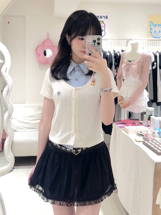 學院風假兩件上衣+短裙套裝