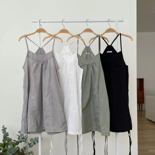 索索料側抽繩連身裙