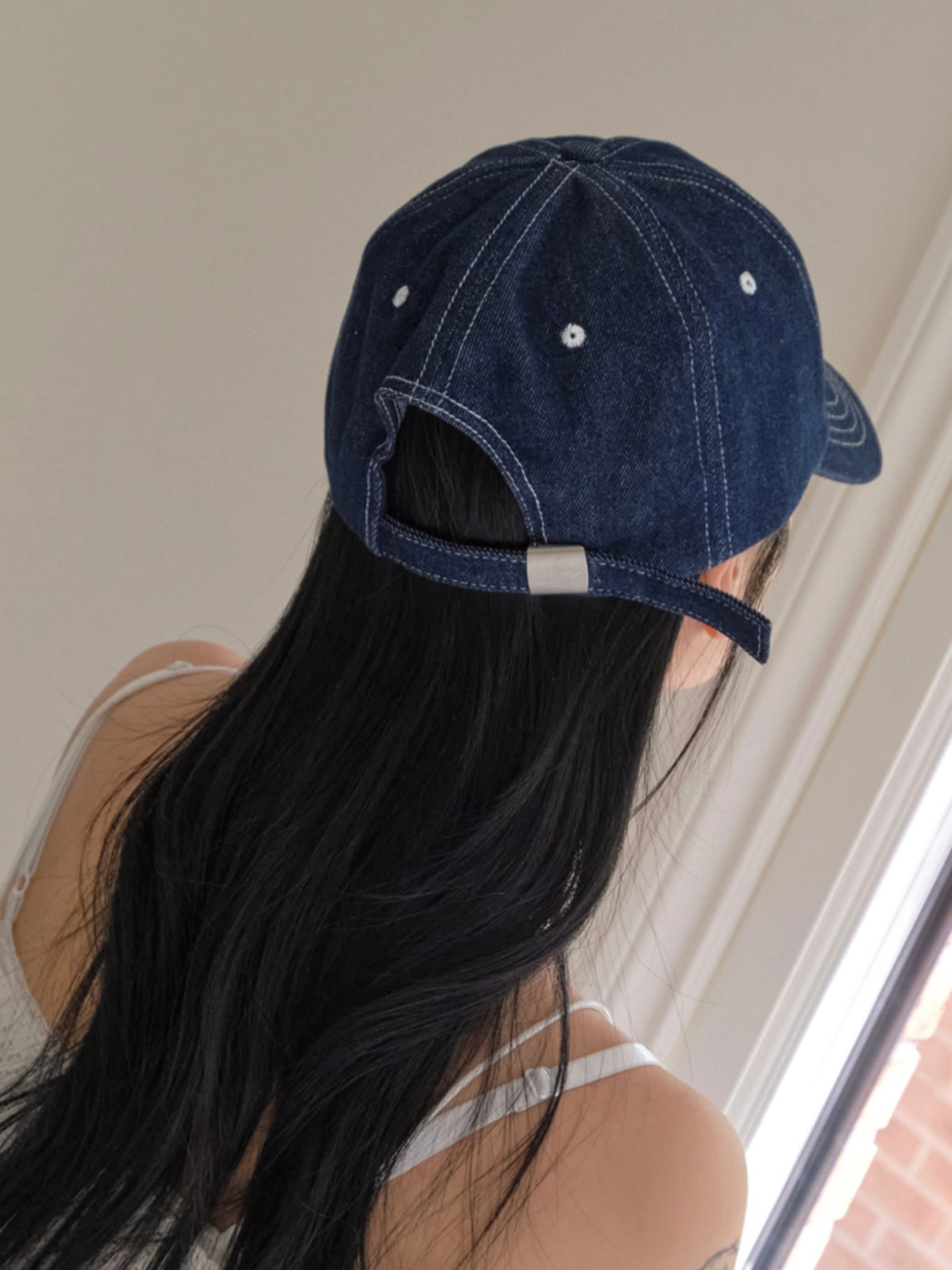 Ribbon denim stitch ballcap