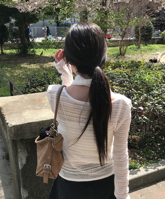 圓領混色線衫+頸繩Set