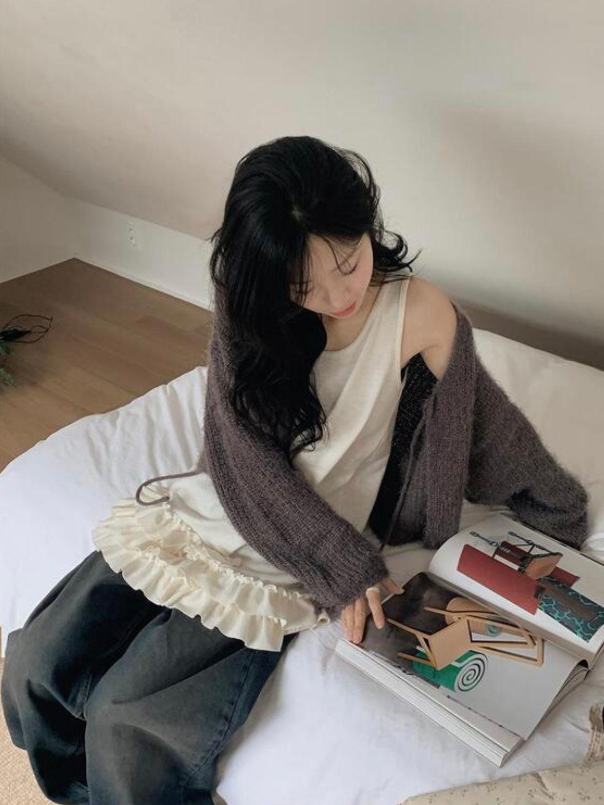 Fluffly ribbon cardigan
