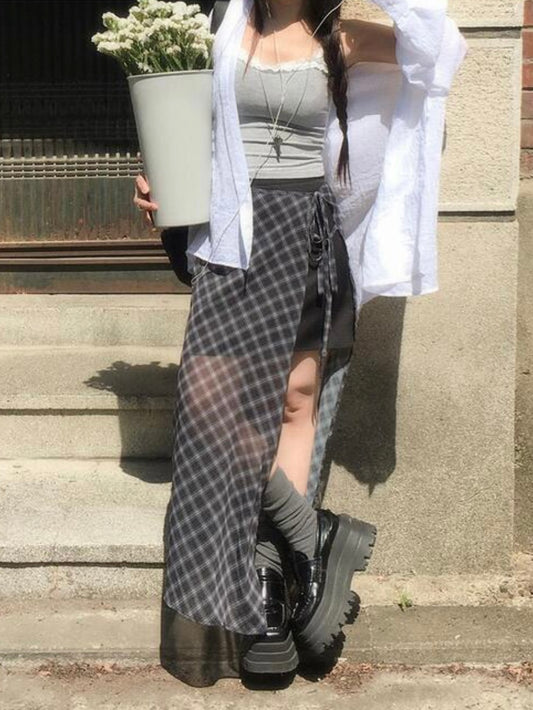 顯腳長!🌸菱格網紗長裙