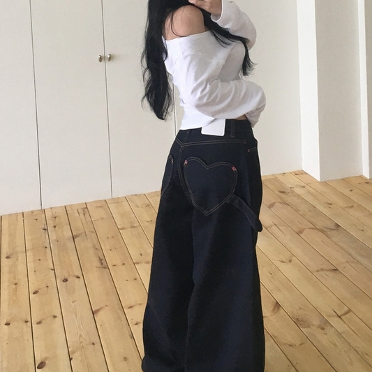 爆款心心口袋彎刀褲💖