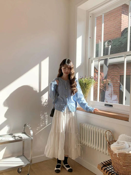 橡筋腰側開叉綁帶傘裙