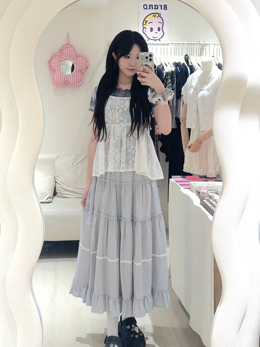 日系花花綁帶小背心