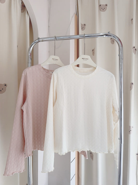 打底系列❤︎"菱格紋圓領長tee