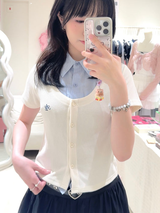 學院風假兩件上衣+短裙套裝