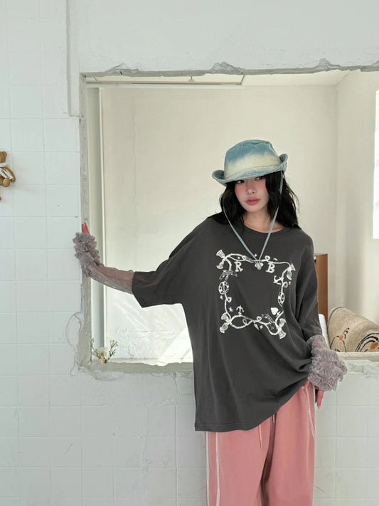 手袖超美♡‧₊蕾絲拼接寬鬆tee