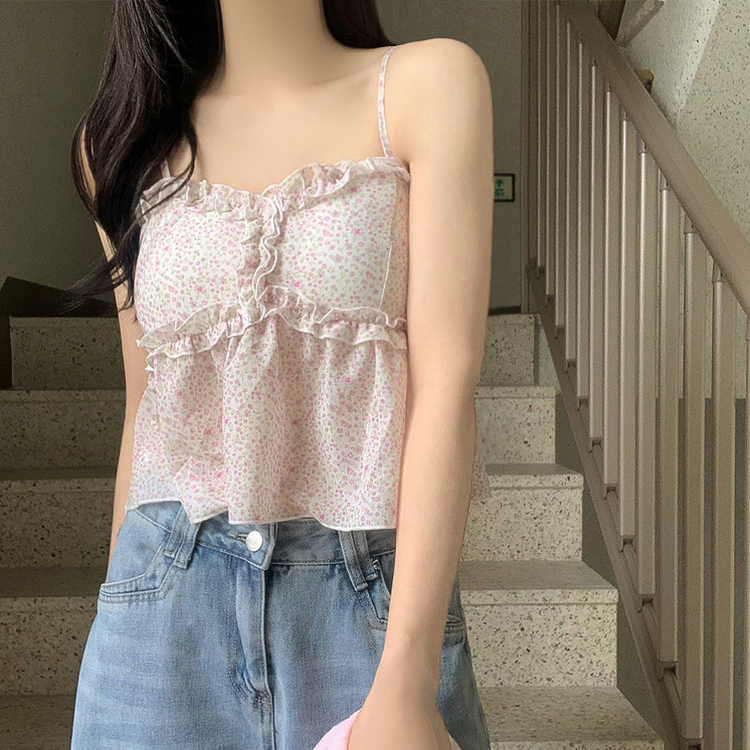 碎花連pad背心+外套Set
