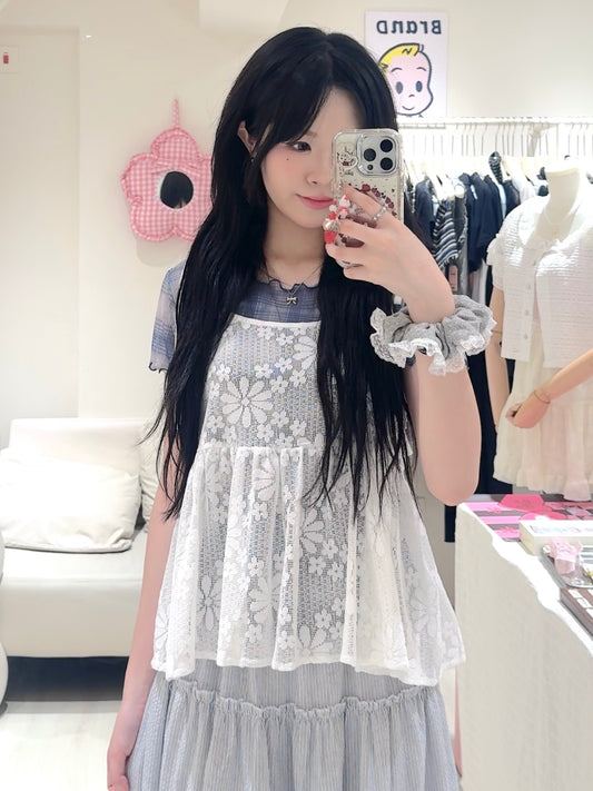 日系花花綁帶小背心