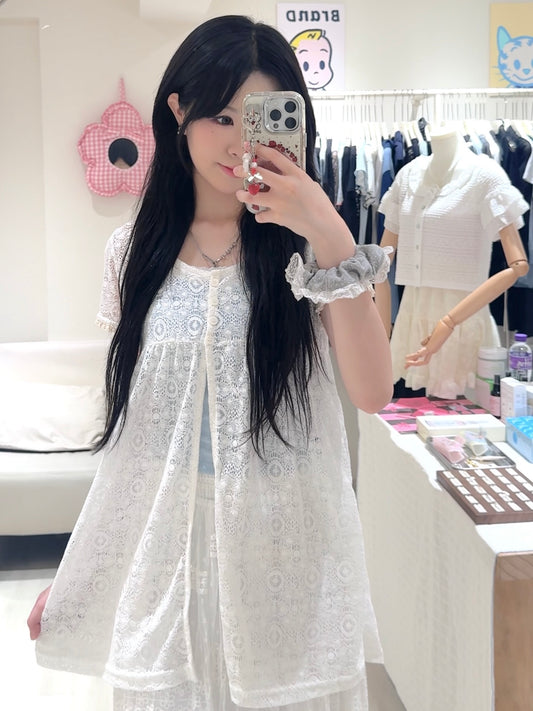 自款款➰重工鉤花半鈕扣外套