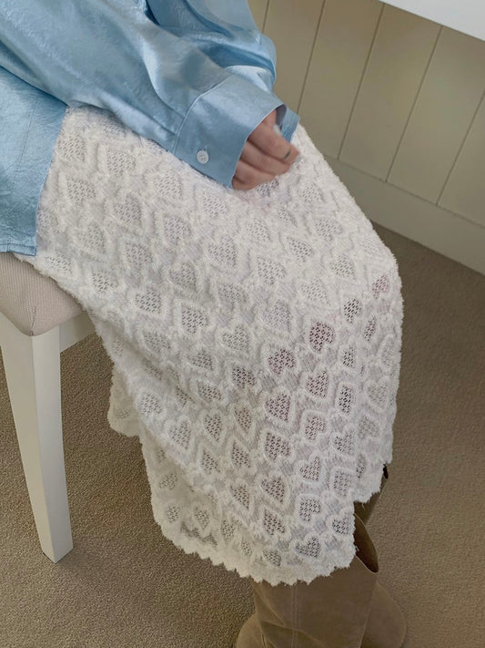 超特別心心印花波浪邊長裙