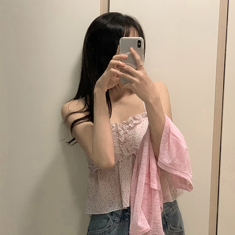 碎花連pad背心+外套Set