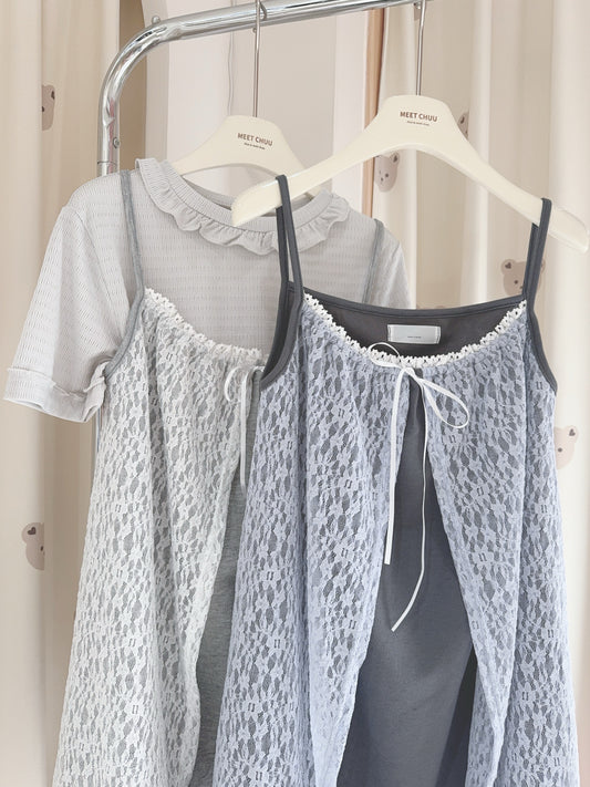 𖤐店主大推✿假兩件蕾絲罩裙