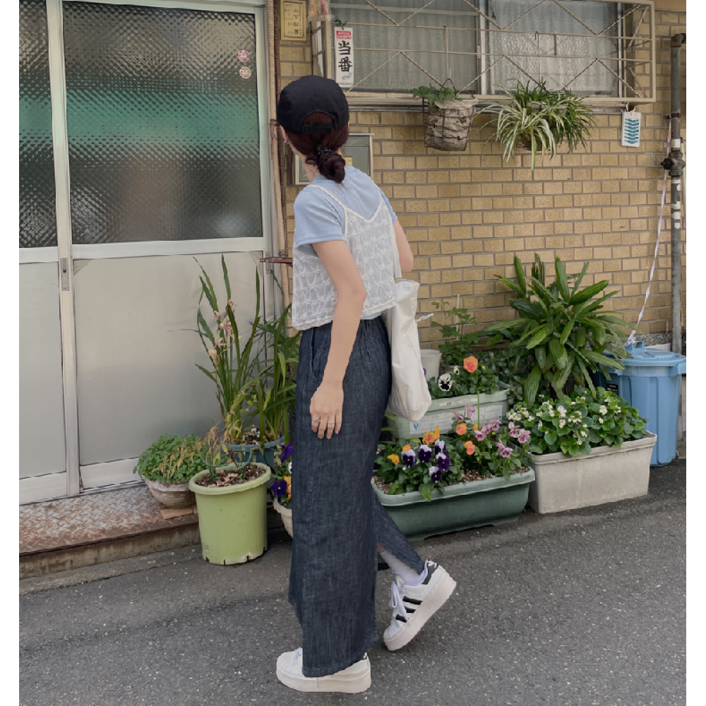 碎花LACE紋綁帶吊帶背心