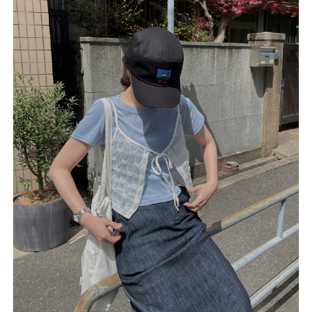 碎花LACE紋綁帶吊帶背心