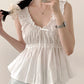 Plain frill bustier flare blouse