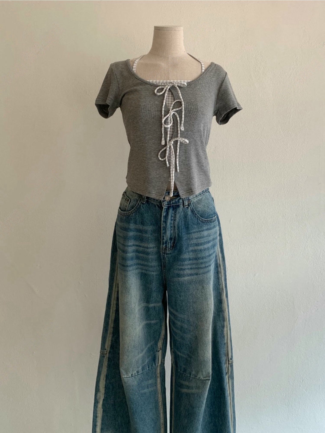 店主自留✨格仔掛頸綁帶上衣