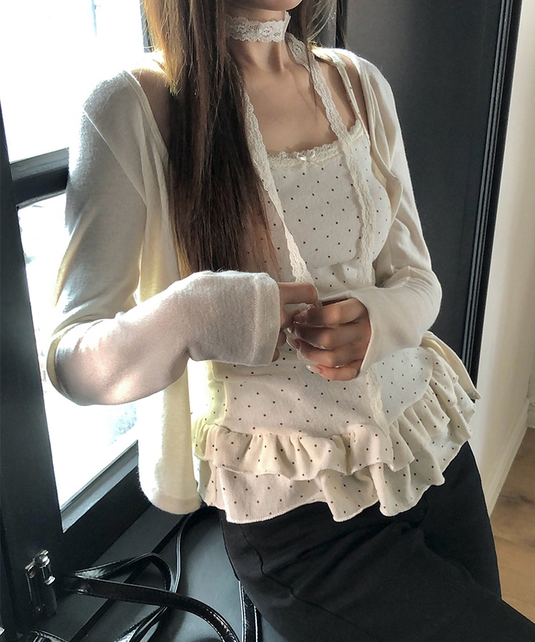 波點荷葉邊兩件套裝