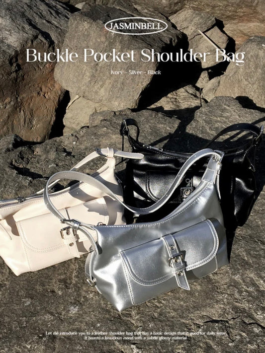 Buckle pocket shoulder-bag