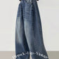 Folding wide denim pants