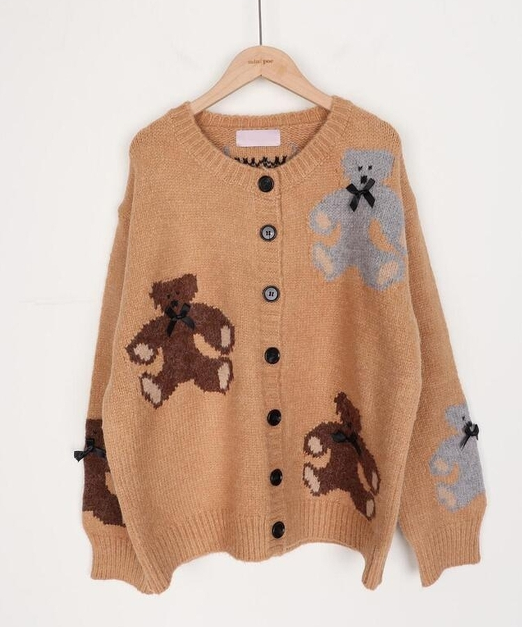 Teddy bear&Ribbon Cardigan