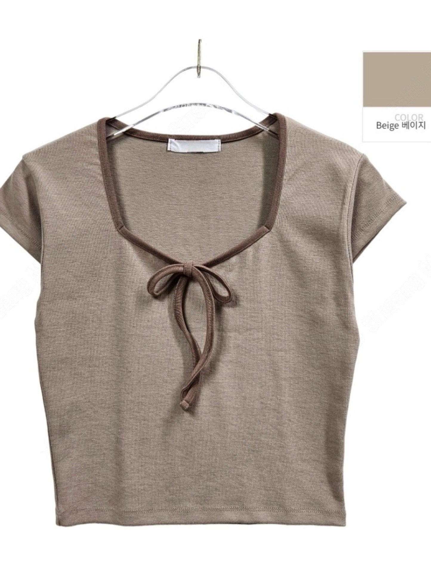 Ribbon basic crop tee