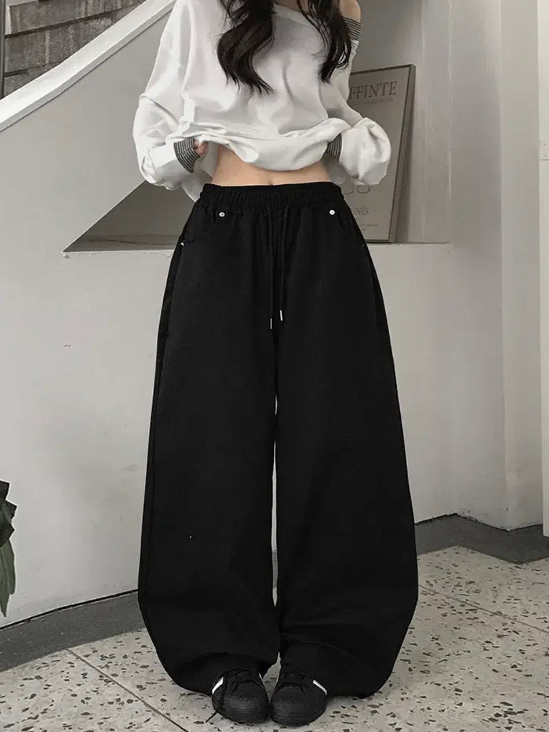 型格十字架鉚釘闊腳褲