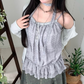 波點莎莎綁帶背心+外套Set