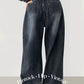 Folding wide denim pants