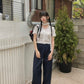 Full of ribbon denim pants